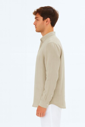 Whitefin Men's Linen Shirt Stone