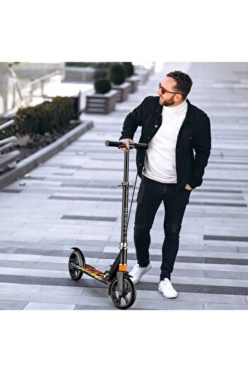 Elindor ® Scooter for Children and Adults with Shock Absorber, Foldable, for Freestyle, Black