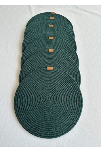 HHKARTS Round Placemat, Table Decor Placemat Dark Green 33cm Set of 6