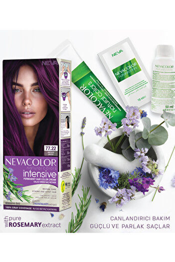 Neva Color INTENSIVE 77.22 AMETİST Kalıcı Krem Saç Boyası Seti