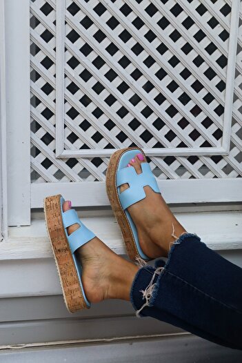 Şan's Shoes Синій колір Грибний каблук Жіночі капці