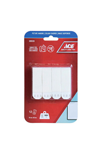 ACE 12-Piece Damage Free Adhesive Picture Hanging Strips 1.9 x 6.5 cm