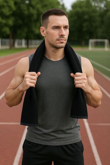 Violacasa 100% Cotton Sports Towel 50X90 Ultra Soft Absorbent Structure Black