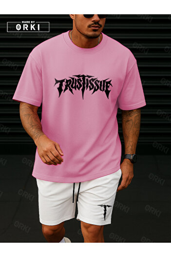 EFFRENATU Orki Trust Issue – Oversize Men's Streetwear Pink T-Shirt & White Shorts Set