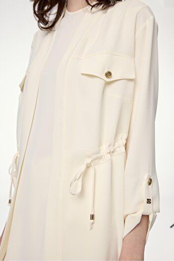 Zühre Ecru Triple Combination Suit with Pocket Detail Tk-1212