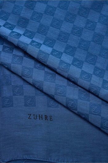 Zühre Monogram Patterned Navy Blue Seher Shawl 0106