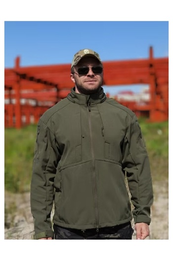 Lion camo Softshell jacket made of fur-lined wool "FIGHTER" windproof water-repellent Outdoor detachable hood