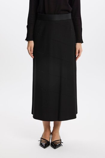 Zühre Black Skirt with Stripe Detail Etk-0165