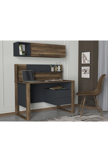UnicUtil Desk, Style Edge, UnicUtil, 120 x 60 x 143.5 cm, Anthracite Grey & Brown, UUDESK09