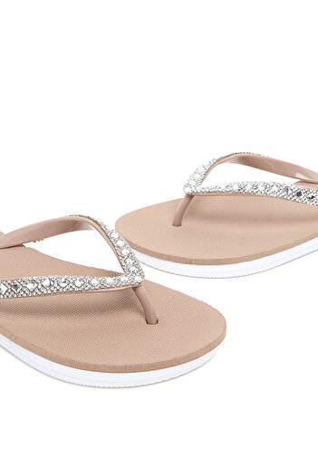 R&B Beige WoMen's's Embellished Flip-Flops