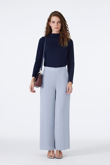 Zühre Wide Leg Gray Fabric Trousers P-0013