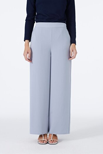 Zühre Wide Leg Gray Fabric Trousers P-0013