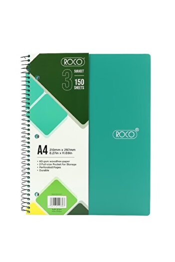 Roco Neon A4 Notebook – 150 Sheets, Single Ruled, Bright Color Cover