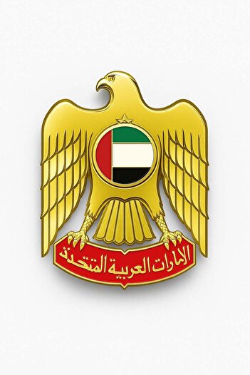 Generic شعار الإمارات العربية المتحدة، شعار النسر الذهبي، شعار شبكي، معدن، ألومنيوم، تصميم ثلاثي الأبعاد، تصميم سيارة إزاحة