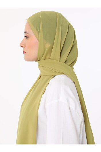 Tuva Chiffon Shawl - Oil Green -