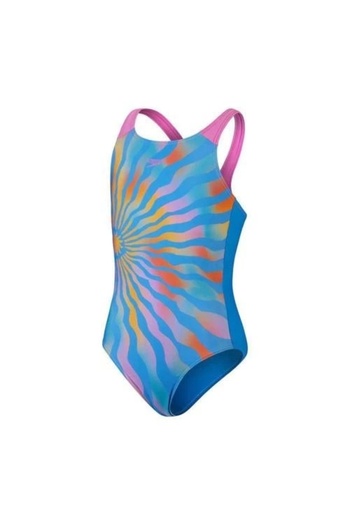 SPEEDO Digital Print Sun Patterned Girl's Swimmer Swimsuit Turquoise