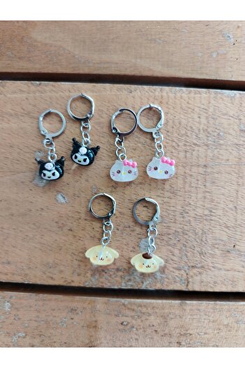 LORESİMA AKSESUAR Sanrio 3 Pairs Children's Steel Earrings