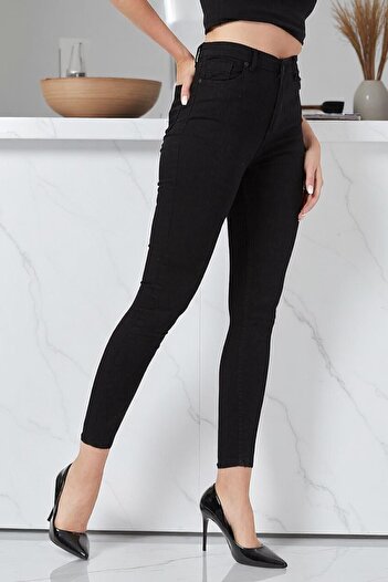 byhaziran butik Women's High Waist Lycra Tightening Skinny Jeans