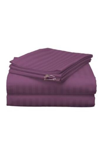 HomePuls Double King Size Bed Sheet Damask Polycotton Stripe 1 cm, 230 x 260 cm, Purple