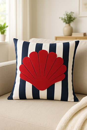Pilloveland Punch Embroidered Throw Pillow Case - 43*43 cm - Oyster - Pnk001