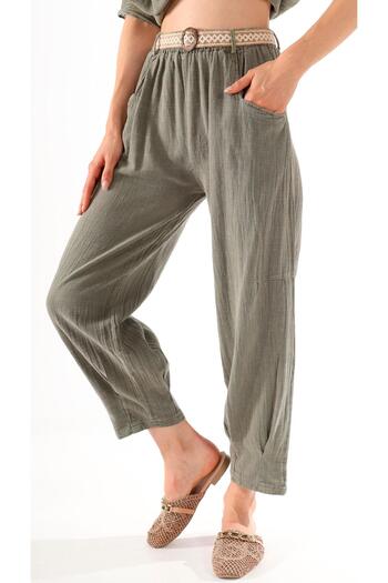 shE tekstil Belted Pleated Trousers