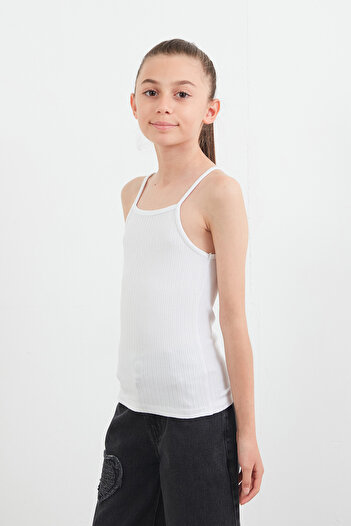Fulla Moda Ribbed Strap Girl's Bodysuit