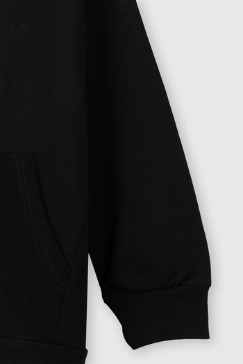 Panço Erkek Çocuk Kapüşonlu Fermuarlı Siyah Sweatshirt