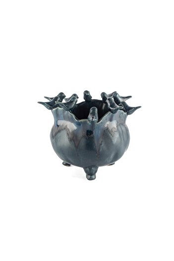Mikasa Moor Bird Navy Blue Vase 28X24Cm