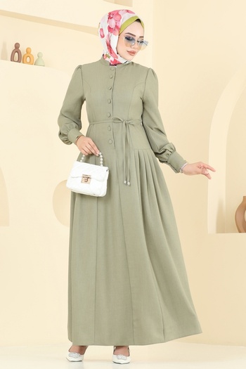 ModaMerve Rochie Sofia cu jumătate de nasturi 2705SL432-MS Çağla