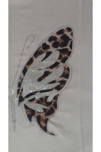 Sarisa Viscose Butterfly Printed Stone Embroidered T-Shirt