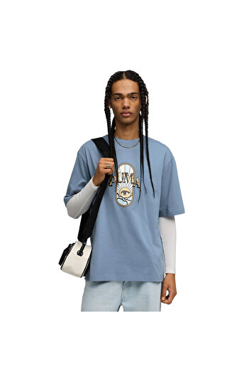 Puma Graphic Tee Erkek Mavi Günlük Stil T-Shirt 63211834