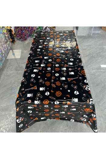 Teo Tablecloth, , Foil, Halloween Print - Boo, 137 x 274 cm, Black