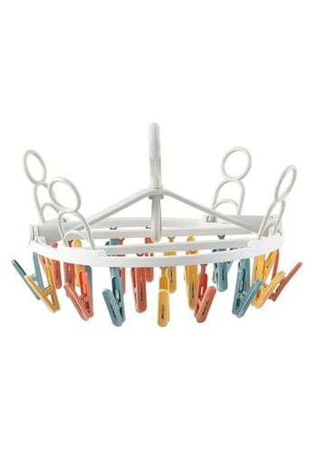 Generic UltiUnison Foldable Clothes Drying Laundry Hanger with Clips, Drying Rack with 24 Clips Each, Foldi