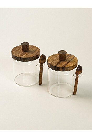 Minihol Nue 2-Piece Glass Jar with Acacia Lid (450 ml)