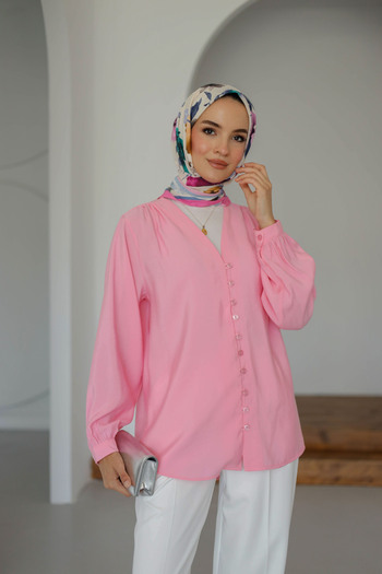 MOONSC V-Necklace Front Brit Detailled Tesstur Shirt Modal