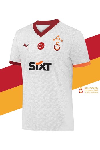 Galatasaray قميص مشجعي الضيوف الأبيض المرخص الأصلي لعام 2024/25 ذو 5 نجوم