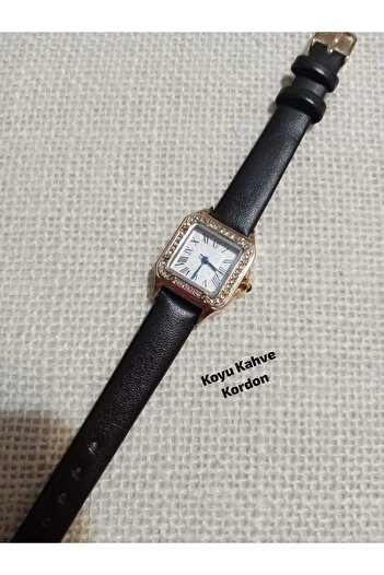 QUARTZ Roman Numeral Vintage Square Mini Dark Coffee Color Cord Women Wrist Watch / Retro Cart Series 0108