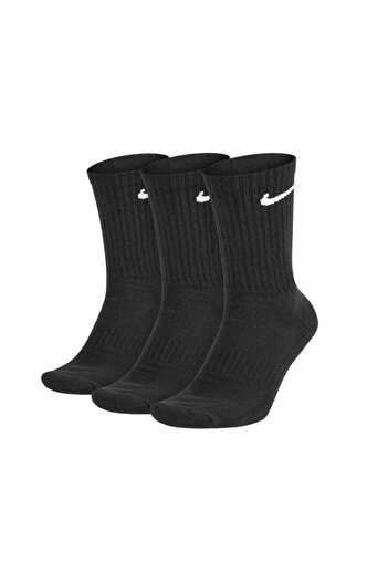 Nike Set 3 pairs Cushioned Crew Socks, Cotton, Black, Size 38-42