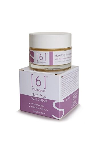 6biologico Nutri Plus Face Cream 50ml – Snail, Hyaluronic Acid, Argan, Vit E, Damask Rose, Sensitive Skin
