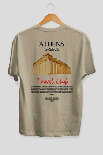 Ankhises Αθήνα Ελλάδα Μπλουζάκι με στάμπα πίσω μεγάλου μεγέθους Ανδρικό γυναικείο βαμβακερό μπλουζάκι με λαιμόκοψη