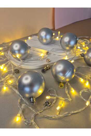 mıstıque home Mistique Home 6 Piece Large Matte Gray Ball Christmas Ornament 6 cm