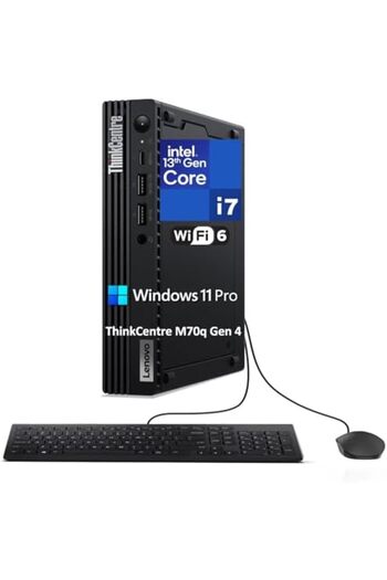 LENOVO ThinkCentre M70q Mini Desktop, Gen 4, Intel Core i7-13700T, 16GB RAM DDR4, 512GB PCIe SSD, Wi