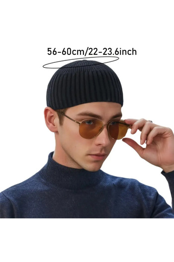 Generic 4 pcs Short Kufi Hats - Elastic One Size Large Turkish Melon-Shaped Muslim Caps for Men & Women