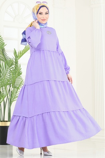 ModaMerve Rochie cu fustă 343DVL817-MS Liliac