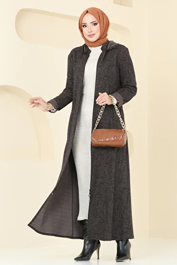 ModaMerve Front Zipper Overcoat Ferace 1904Znn863-Ms Vision