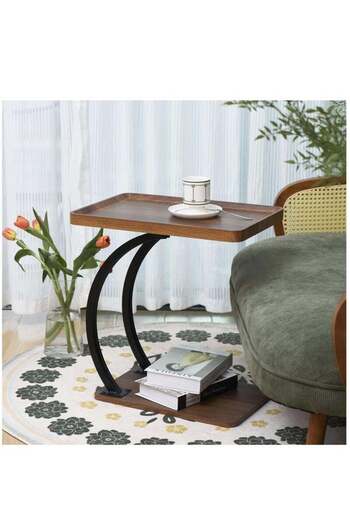 COOYA Modern Side Table,With 360° Universal Wheel,C Shaped Side,Noble And Elegant, For Living Room Bedroom