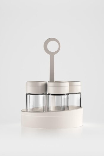 Renga Dorian 105 ml Set of 5 Glass Spice Jars 161006 Beige