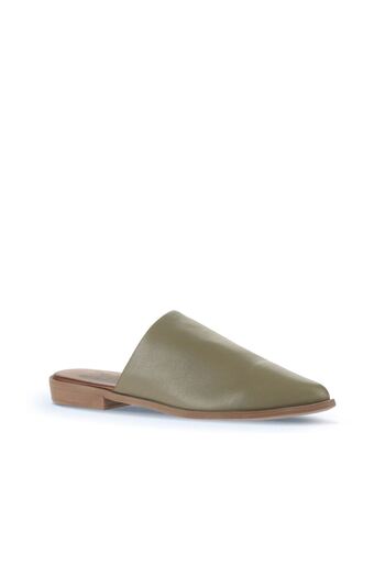 Bueno Shoes Green Leather Women's Flat Ballerinas 01Wn0124