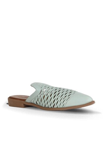 Bueno Shoes Turquoise Leather Women's Flat Slippers 01Wn0103