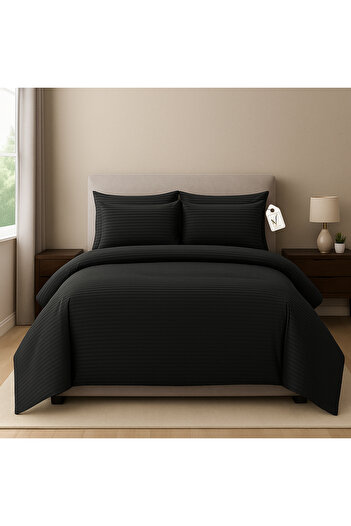 View star Viewstar 6 Pcs King Size Bedding Set (Black) – 1 Fitted Sheet, 1 Quilt Cover, 4 Pillowcases